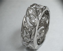 Antique Platinum and diamond wedding band. Circa 1920s. Made in America. Nobel Gems, Inc. Santa Monica